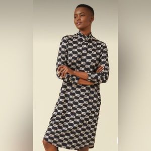 NWT JMcLaughlin midi heraldic print Berlin knit shirt dress.